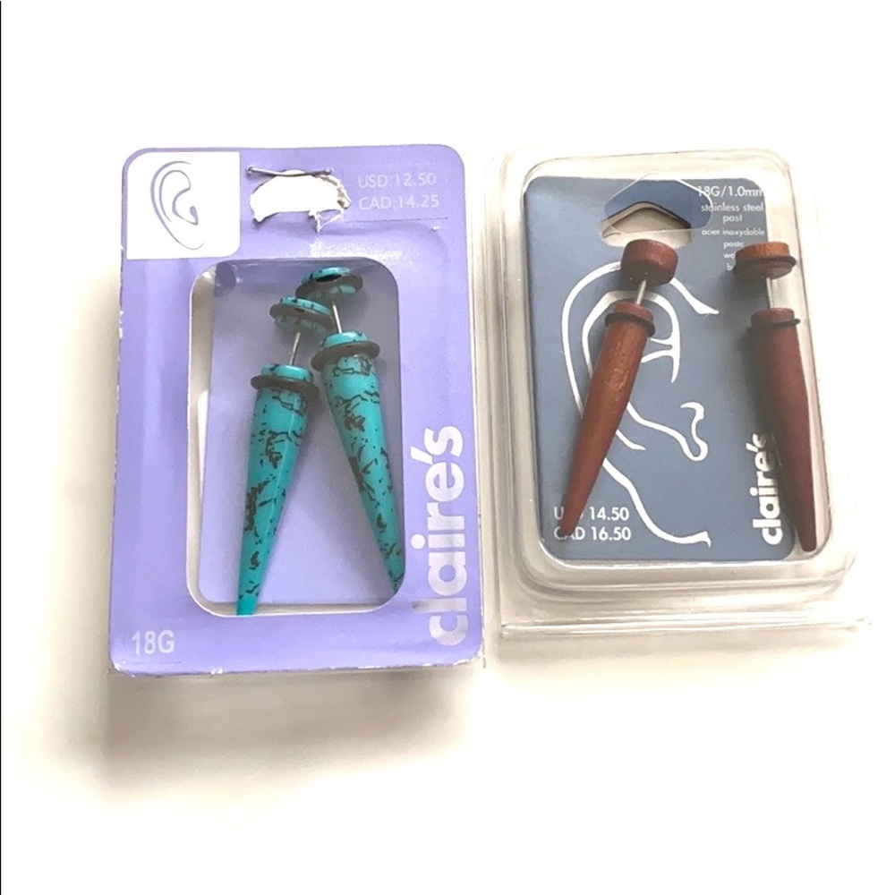 Claire's Lot‎ of (2) Steel Post Ear Plugs Set, NIP